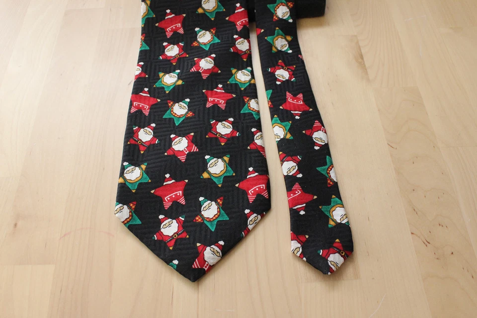 圣诞领带手工圣诞老人雪花 F N 100% 真丝美国 — 第 2/3 张图片