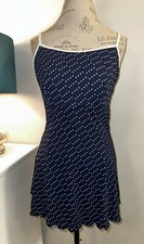 Vintage GABAR Swimdress Navy And White Dot White Trim Size 12 MINT CONDITION