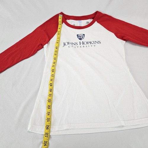 Women Johns Hopkins University Blue Jays Large Raglan Baseball Tee Red White S - Picture 5 of 12