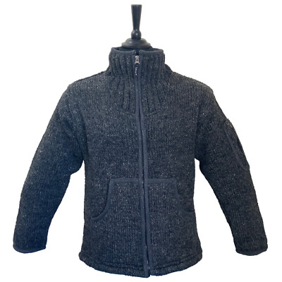 Priya sehr warme Strickjacke anthrazitgrau Wolljacke komplett gefüttert durchgehender Reißverschluss
