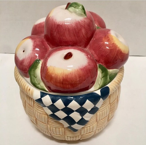 Susan Winget "Apple Basket" Large Cookie Jar Canister Certified International - Picture 4 of 8