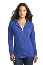 District DT665 Womens Long Sleeve Lightweight Medal Full Zip Hoodie With Pockets