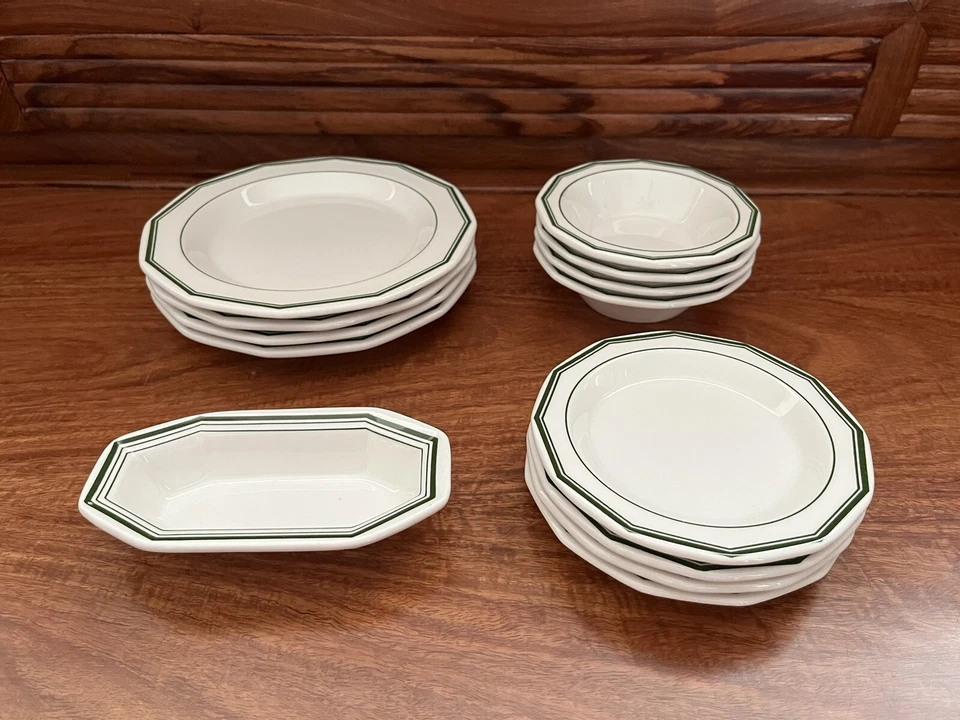 Juego de 13 piezas de porcelana esterlina medallón vintage de 12 lados para 4 hecho en EE. UU. Foto 2 de 4