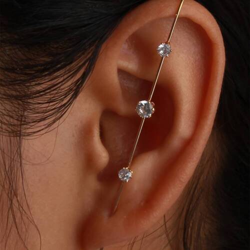 Pendientes de puño sobre orugas de moda piercing oro plata cristal perla boho - Imagen 1 de 10