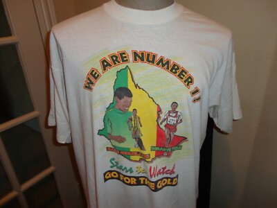 Vtg 90's We are #1 Stars to Watch Olympics Running t-shirt Haile Gebrselassie XL