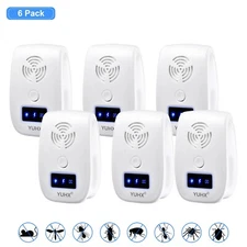 Ultrasonic Pest Repeller 6 Packs Electronic Indoor Plug in for Insects, Pest Con