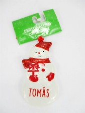 TOMAS Personalized Name Holiday Ornament Snowman Xmas Target Ganz 3"