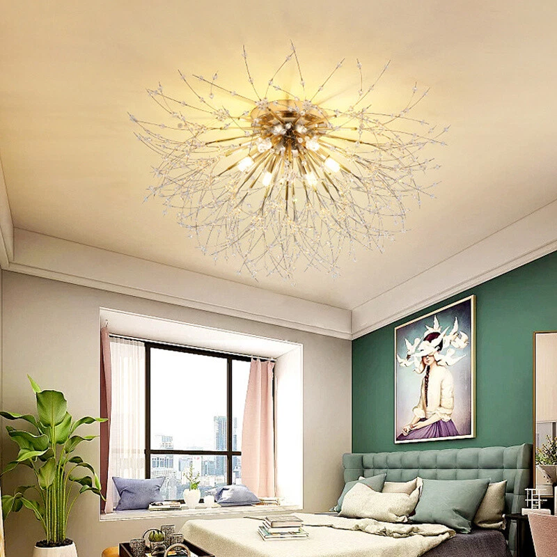 Dandelion Crystal Ceiling Chandelier Light Decorative Led Firework Kitchen Lamp