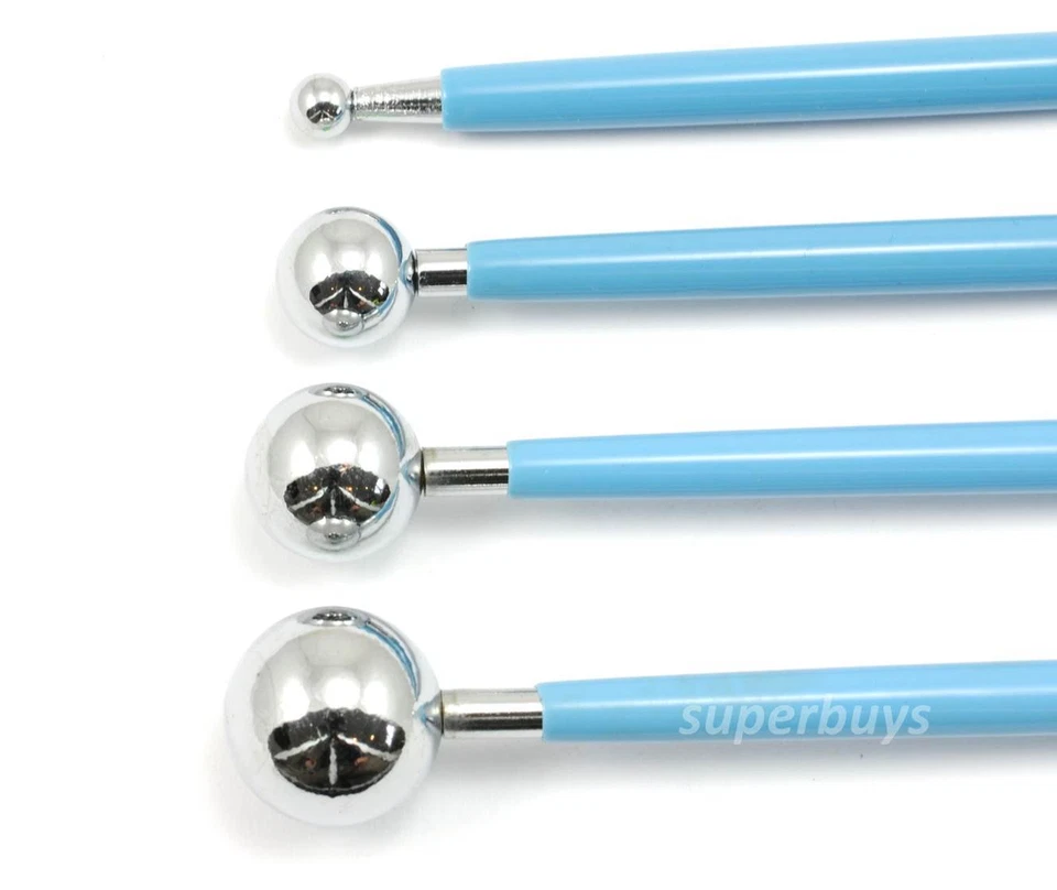 4pc Fondant Cake Chocolate Decor Marzipan Modelling Stainless Steel Ball Stylus  - Image 3 of 4