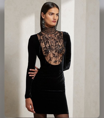 Ralph Lauren Collection Shamus Embellished Velvet Cocktail Mini Dress Beaded $4K - Picture 3 of 16
