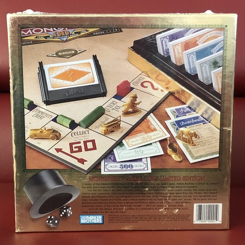 Monopoly 60th Anniversary Edizione Limitata Gioco da Tavolo Parker Brothers 1995 Nuovo - Foto 2 di 2