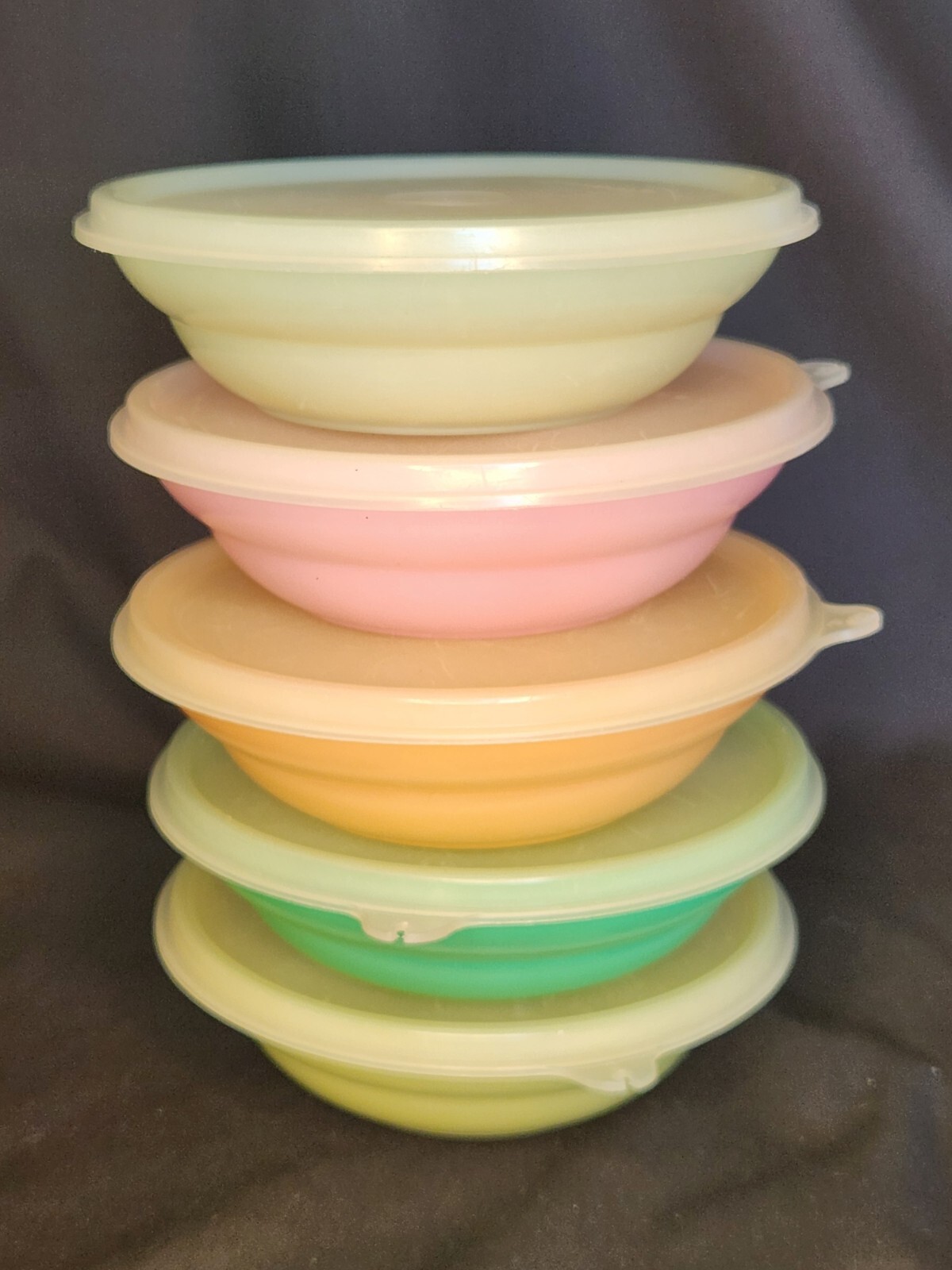 Vintage Tupperware Pastel Cereal Bowls 155 Lot Of 5 with Lids eBay