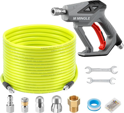 Sewer Jetter Kit for Pressure Washer 100 FT, Drain Cleaner Hose with Power Washe
