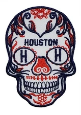 Texans Sugar Skull  Football Embroidered Iron On Patch