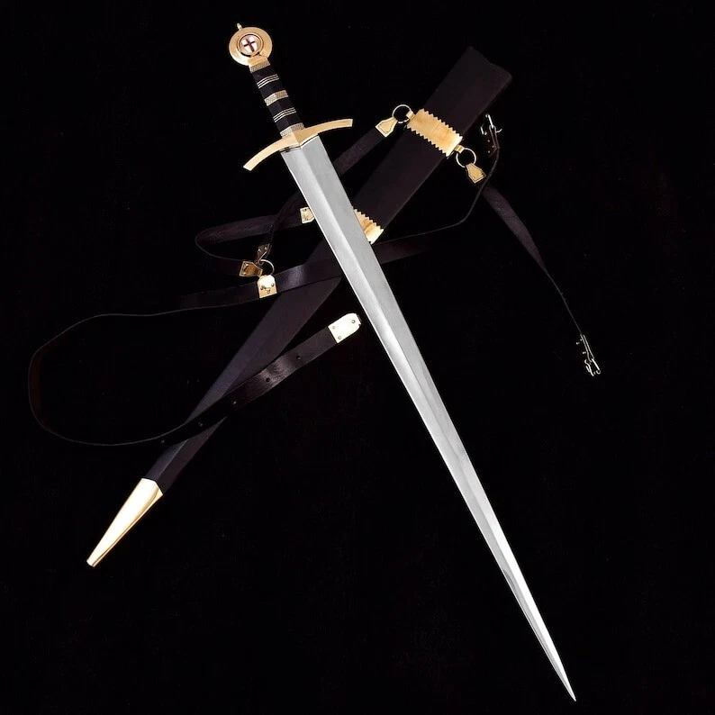 Custom & Handmade Carbon Steel Medieval Warrior Knight's Templar Full Tang Sword - Image 2 of 4