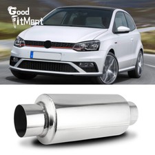 For VW Polo GTI 2.5" Inlet/Outlet Exhaust Muffler Resonator Deep Tone 12" Long
