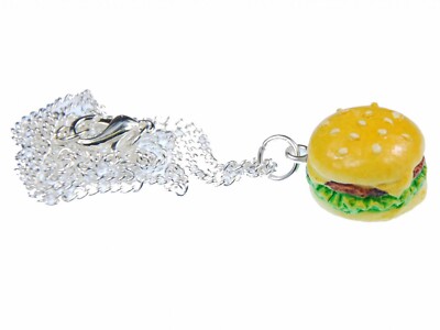 Hamburger Big Kette Halskette Miniblings 45cm Cheeseburger Fast Food Burger 16mm