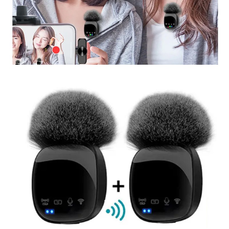 Wireless Lavalier Microphone Audio Video Recording Mini for iPhone Android