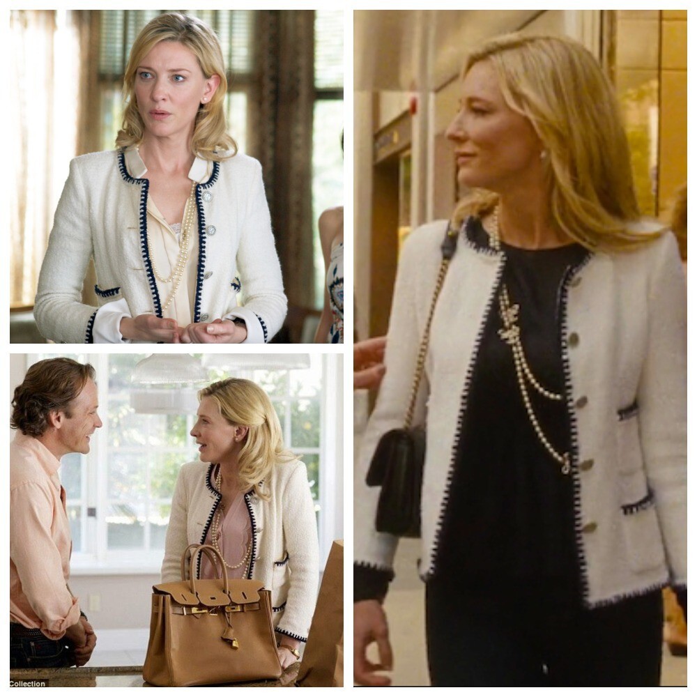 Chanel Vintage Haute Couture 1970s Blue Jasmine White Navy Tweed