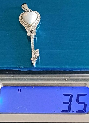 Colgante/dije llave plata 925 con corazón ópalo y pedrería incrustados- (CO936) - Imagen 7 de 7