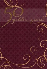 Happy 50 50th Golden Anniversary Couple Gold Scrollwork Hallmark Greeting Card