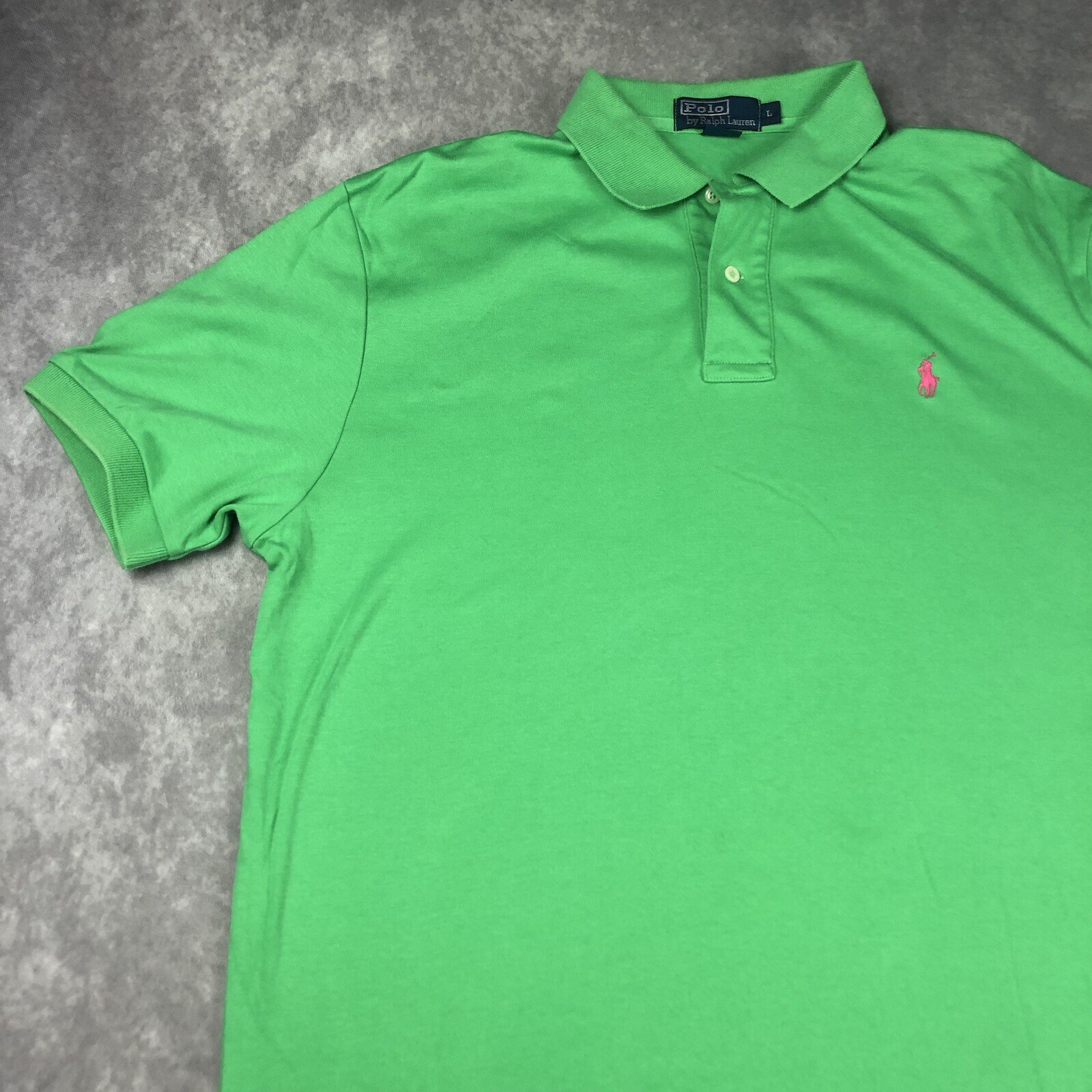 Polo Ralph Lauren camicia uomo L verde golf polo pony manica corta cotone piqué