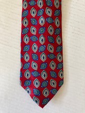 Briar Men's Necktie Tie Silk Red Blue Gray Green Geometric Made in USA