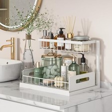 Under Sink Organizer, Pull-Out Cabinet Organizer, White, 2-Pack