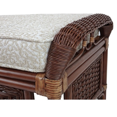 Alexa Ottoman Dark Walnut with Cushion Natural Rattan Wicker Handmade Design - Picture 5 of 8
