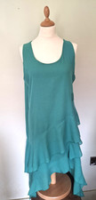 Acqua & Limone Summer Beach Cover-up Dress Sleeveless Layered Ruffle Hem Green