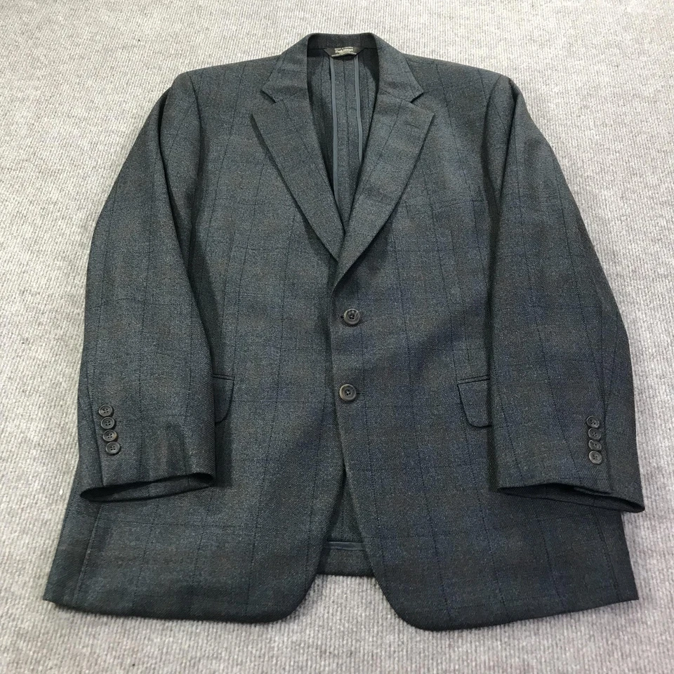 Paul Stuart Blazer Mens 44 Long Plaid Lambswool Cashmere Suit Jacket Classic - Image 3 of 4
