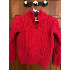GAP Boys Cable-Knit Sweater Size M 8-9 Red Thick Three- Button Holiday