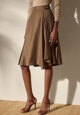 Ralph Lauren Purple Label Size 8 Vivianne Pleated Silk Shantung Skirt