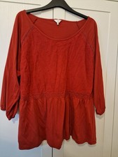 Ladies Cotton Traders Red Tunic Top Size 20 Longer Length Pre Loved