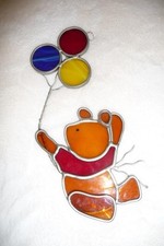 SUNCATCHER Stained Glass WINNIE THE POOH Red Jacket Balloons Window Hanging