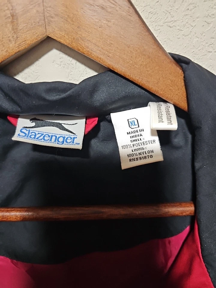 Slazenger Jacket Mens XL Water Wind Resistant Windbreaker Red Black Full Zip - Image 4 of 4