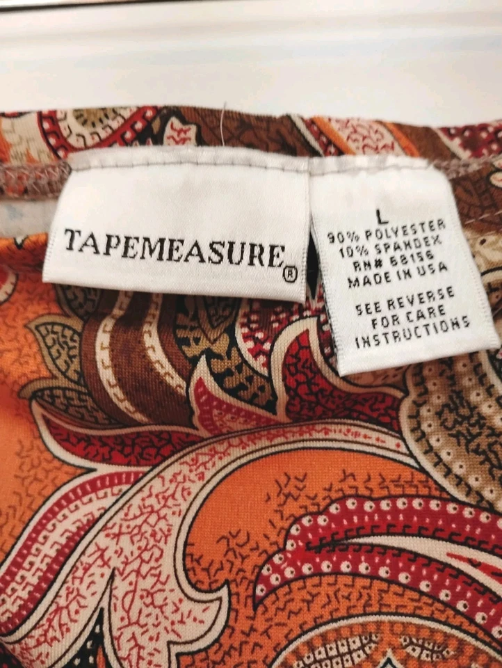 Tapemeasure коричневый/бордовый/оранжевый пейсли длина до колена прямая юбка винтажный Y2K - Изображение 3 из 4