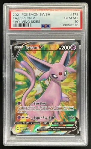 2021 Pokemon SWSH Evolving Skies Espeon V #179/203 PSA 10 GEM MINT