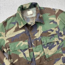 Vintage 1981 Woodland Camo BDU Jacket Ripstop Combat Military Small Reg FLAWS