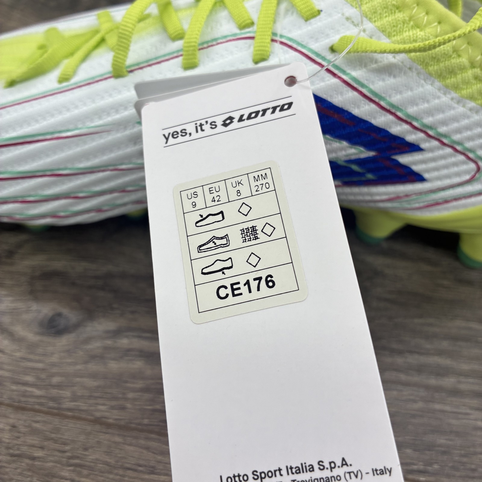 Lotto Solista 200 VIII FG Scarpe Calcio Uomo 9 Sunny Lime Surf the Web Bianco Nuove