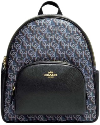 Coach Court Monogram Navy Pebbled Leather Backpack