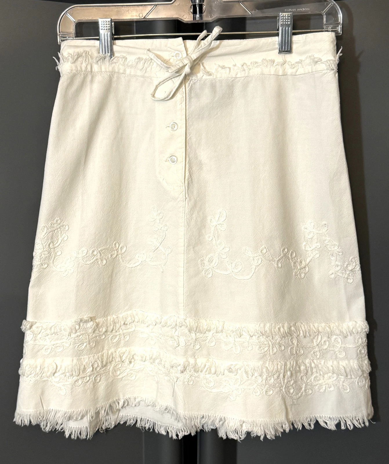 NWT-G. DESIGN NATURAL FASIONS COTTON IVORY Skirt Embroidered SIZE S