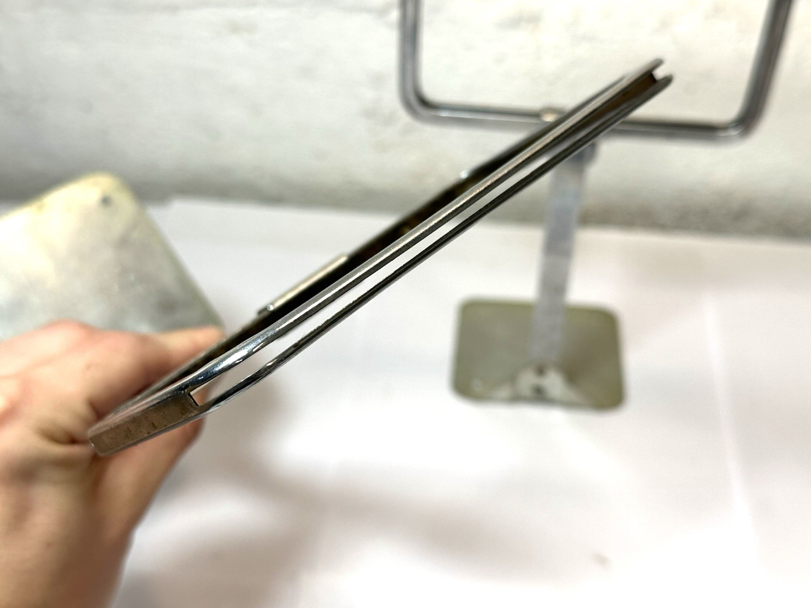 (2) VTG 1950s METAL STAND UP CLOTHING STORE PRICE SIGN FRAMES DARLING MI USA 10”