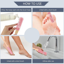 Toe Brush - 2 Pack Soft Silicone Long Handle 15.7" Shower Foot Cleaner for ...