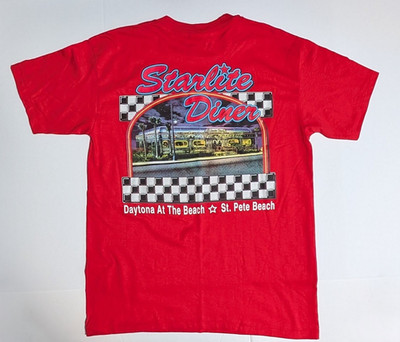 VTG Daytona Single Stitch T Shirt Starlite Diner St. Pete Beach Red Anvil Large