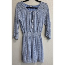 Cupcakes & Cashmere Embroidered Mini Dress Peasant Cottage Boho Resort Size S