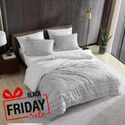 Kenneth Cole NewYork Full/Queen Comforter Set 100% Cotton Bedding Stripe Gray