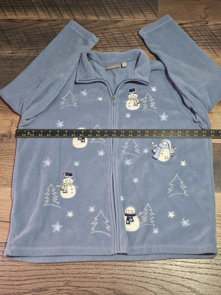 Chaqueta de muñeco de nieve Croft & Barrow polar XL azul bordada cremallera invierno Foto 4 de 4