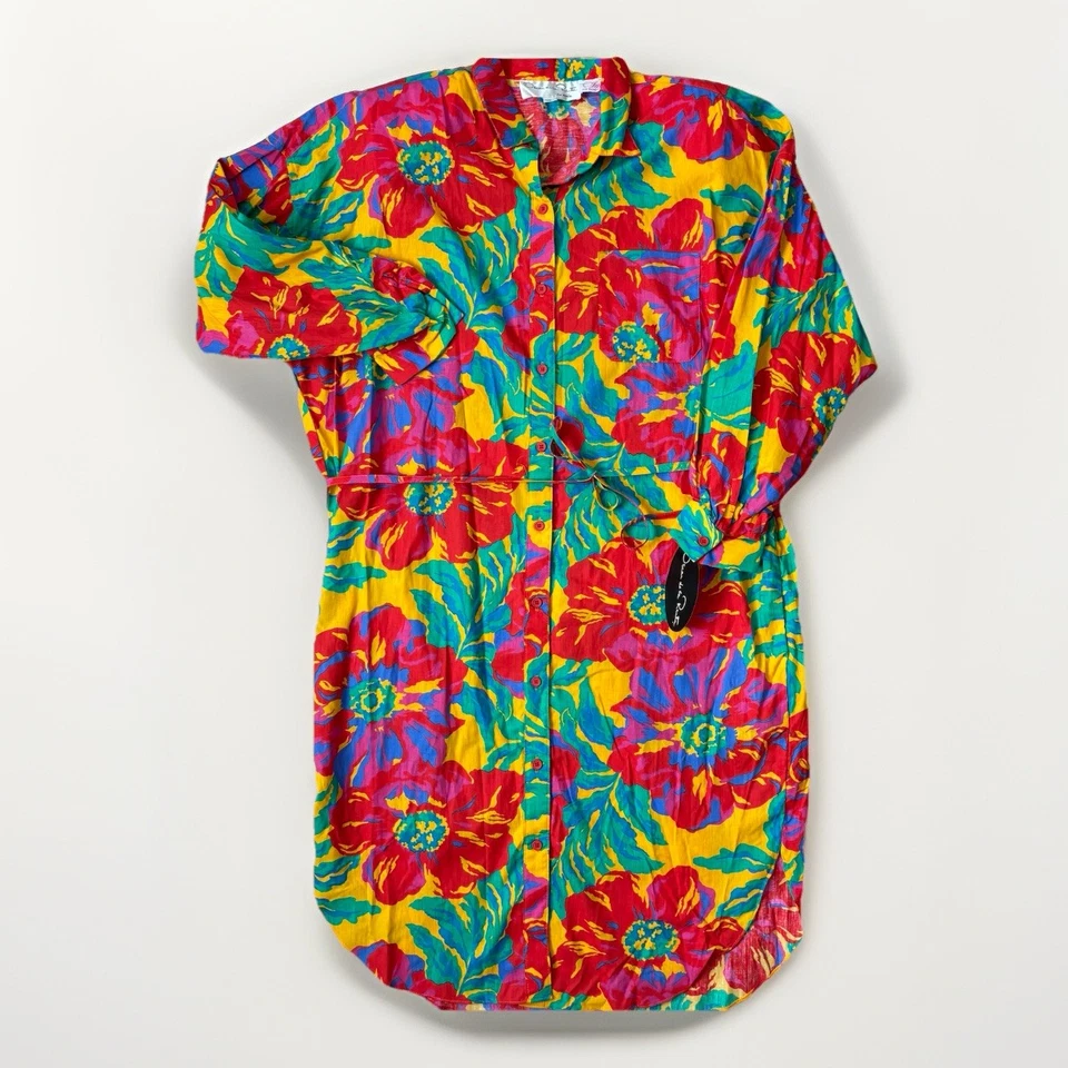 Vestido Oscar De La Renta Mujer Talla Mediana Vintage Años 70 NUEVO CON ETIQUETAS Remolino Brillante  Foto 3 de 4