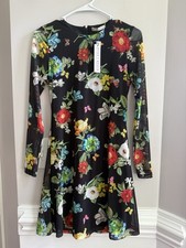 New Alice + Olivia Women’s Delora Black Floral Dress Size 4